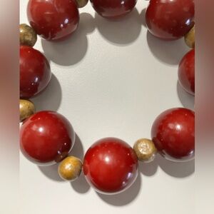 Vintage Bracelet Mid Century Nice Reddish Color Chunky Beads Mod Design Stretch